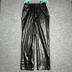 Abercrombie & Fitch The 90's Relaxed High Rise Leather Pants Size‎ 28 Black